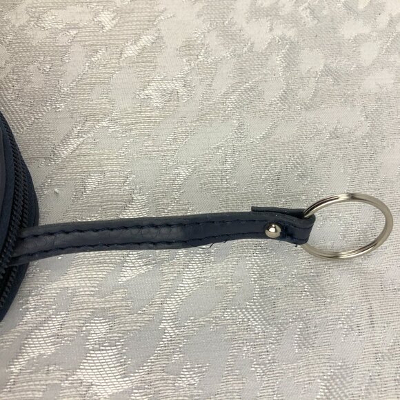 Tyler Rodan Round Navy Blue Faux Leather Zippered Coin Pouch with Unicorn Charm - Picture 4 of 15